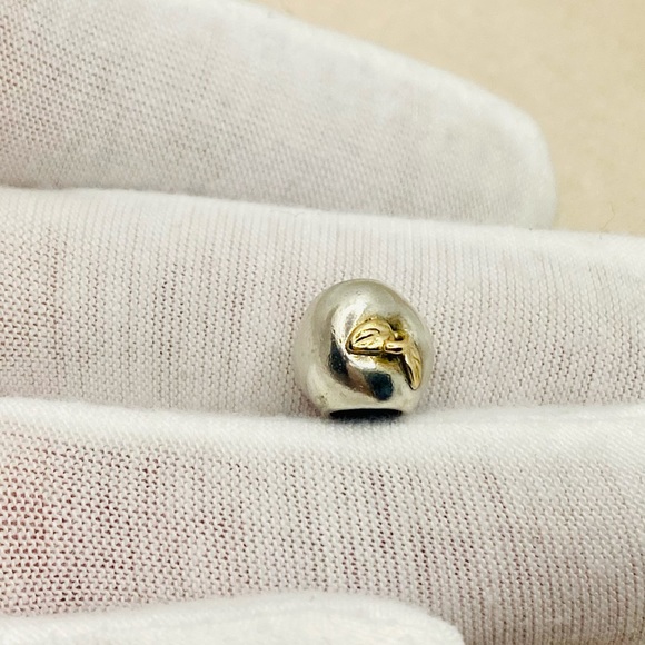 EUC Pandora 791026 Silver & 14k Yellow Gold Education Apple of My Eye Charm - Picture 5 of 9